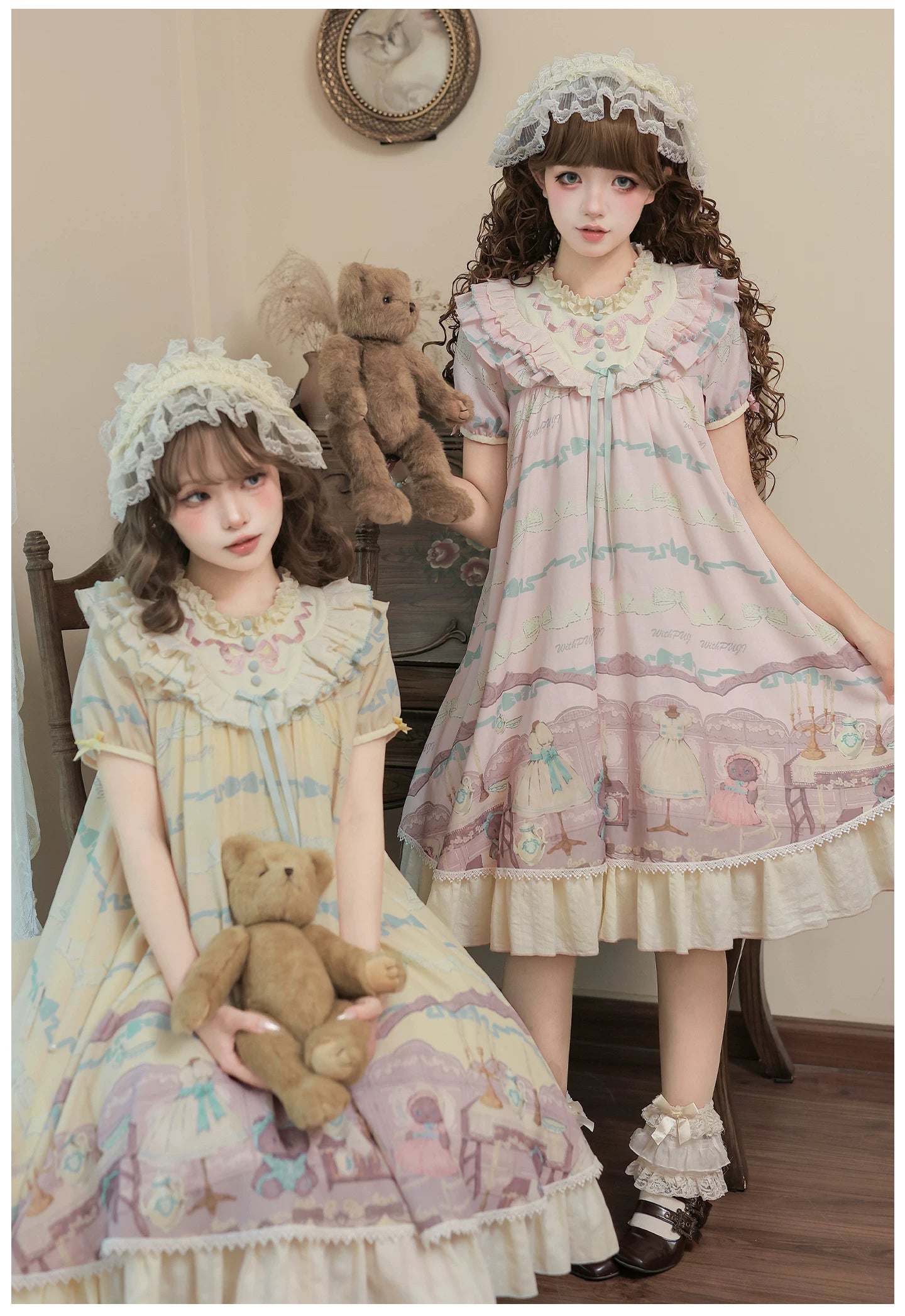 Brown Dollhouse SP - Kawaii Lolita Dollhouse Printed OP Dress with Embroidery 45551:855793