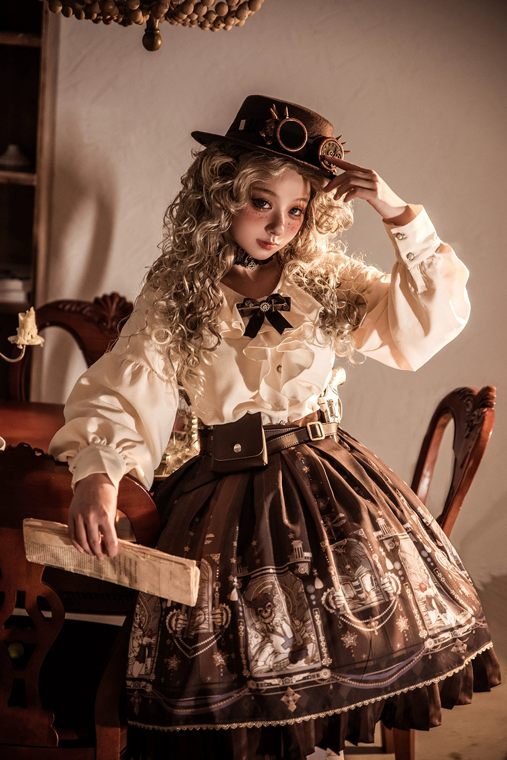 Miss Point - Demon Hunting Notes - Gothic Lolita Cross Print Short Skirt