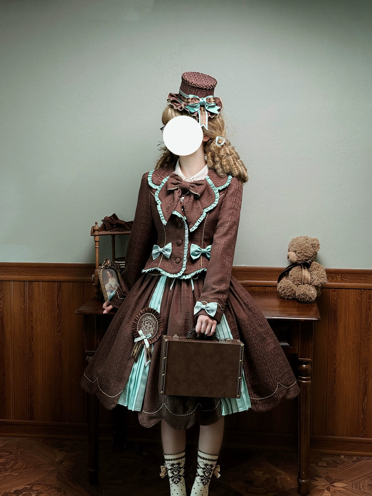 Alice Girl - Bear Chocolate Slab - Classic Lolita Slim Fit JSK & SK Dress 44309:804337