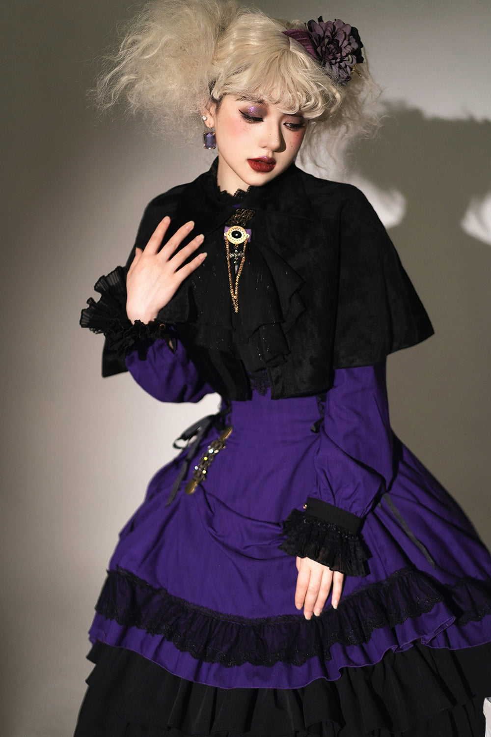 Miss Point~Perintz Manor~Gothic Lolita OP Long Sleeve Retro Lolita Dress 39904:642694