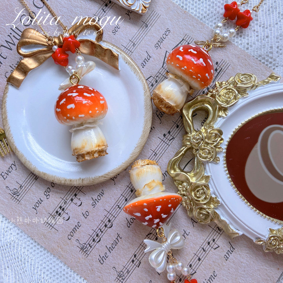 Bear Doll~Handcraft Kawaii Lolita Mushroom Necklace   