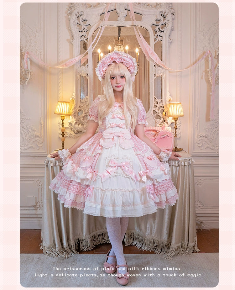 Mademoiselle Pearl - Heart Woven Concerto - IP Collab Sweet Lolita OP Dress, Bow Accents
