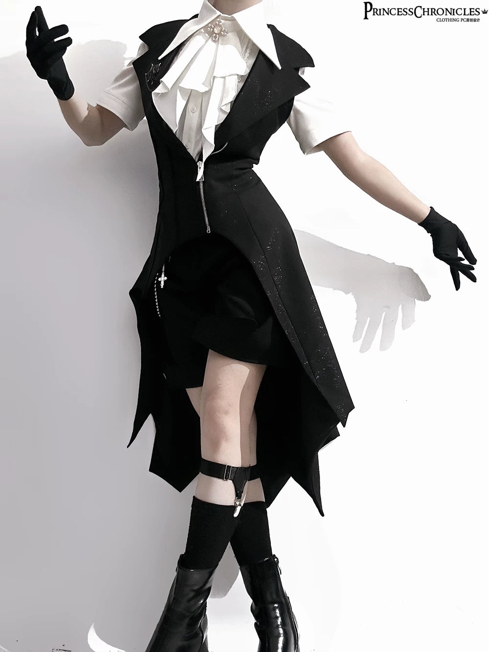 The Dawn of Arrival - Ouji Lolita Fitted Blouse with Detachable Jabot 45657:857038