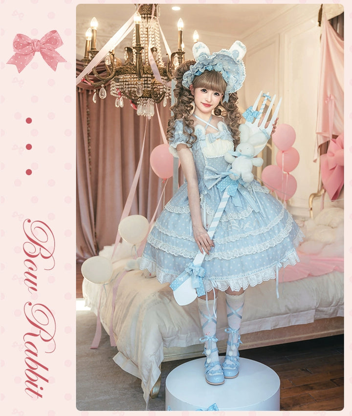 Mademoiselle Pearl~Bow Rabbit~IP Collab Sweet Lolita OP in Multiple Styles 43054:763658