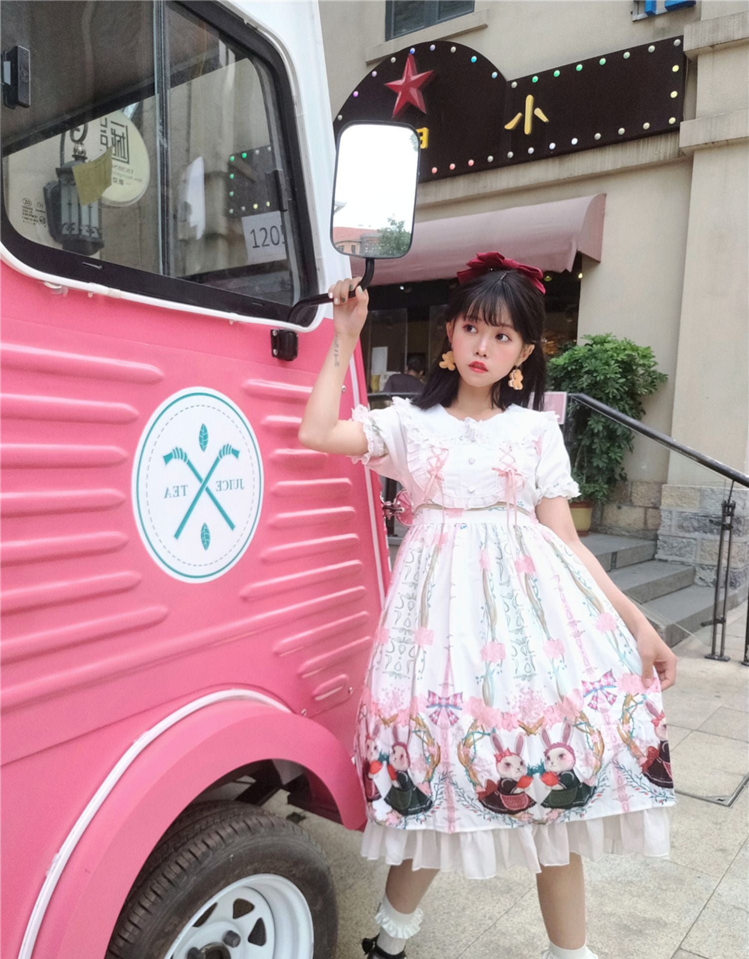 Niu Niu - Picnic Bunny Girl - Plus Size Lolita JSK Dress Short Sleeve OP 13884:169308