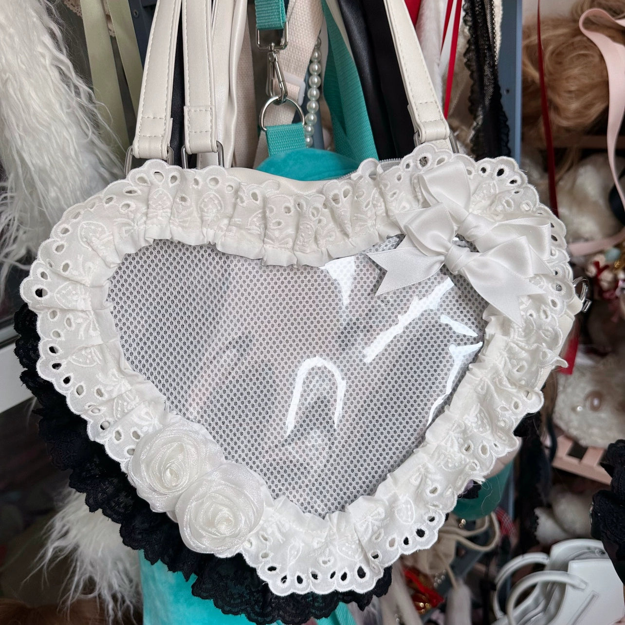Chestnut Lolita - Sweet Lolita Bag Heart-shaped Lace Bag Multicolors white bag