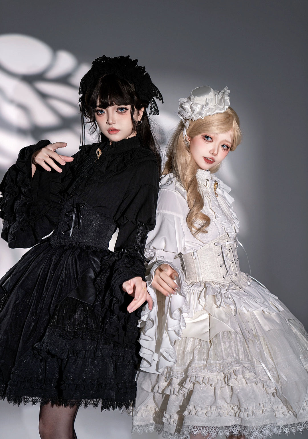 DMFS Lolita~Good and Evil Angel~Gothic Lolita SK Set Retro Princess Sleeve Blouse