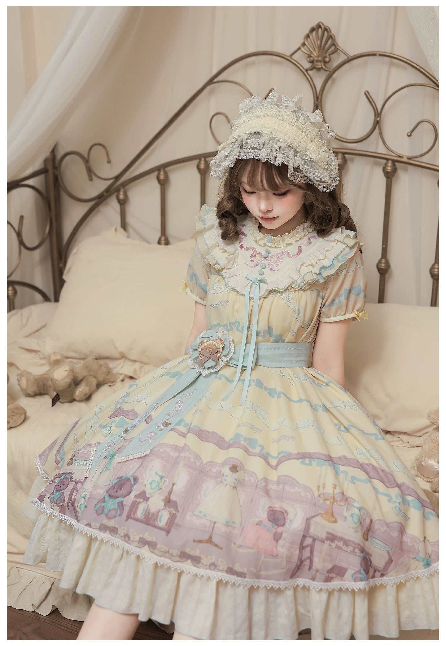 Brown Dollhouse SP - Kawaii Lolita Dollhouse Printed OP Dress with Embroidery 45551:855776
