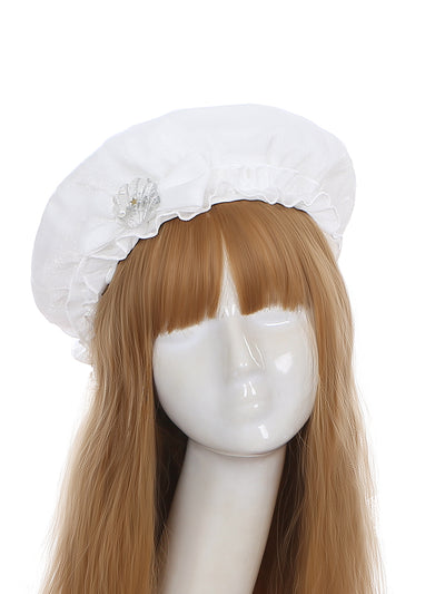 (BFM)Dear Dolls~Kawaii Lolita Shirt JK Sailor Half Skirt S White Hat 