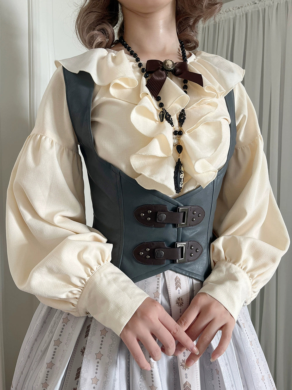 (BFM)Miss Point~Demon Hunter's Diary~Gothic Lolita PU Leather Vest 33588:429876
