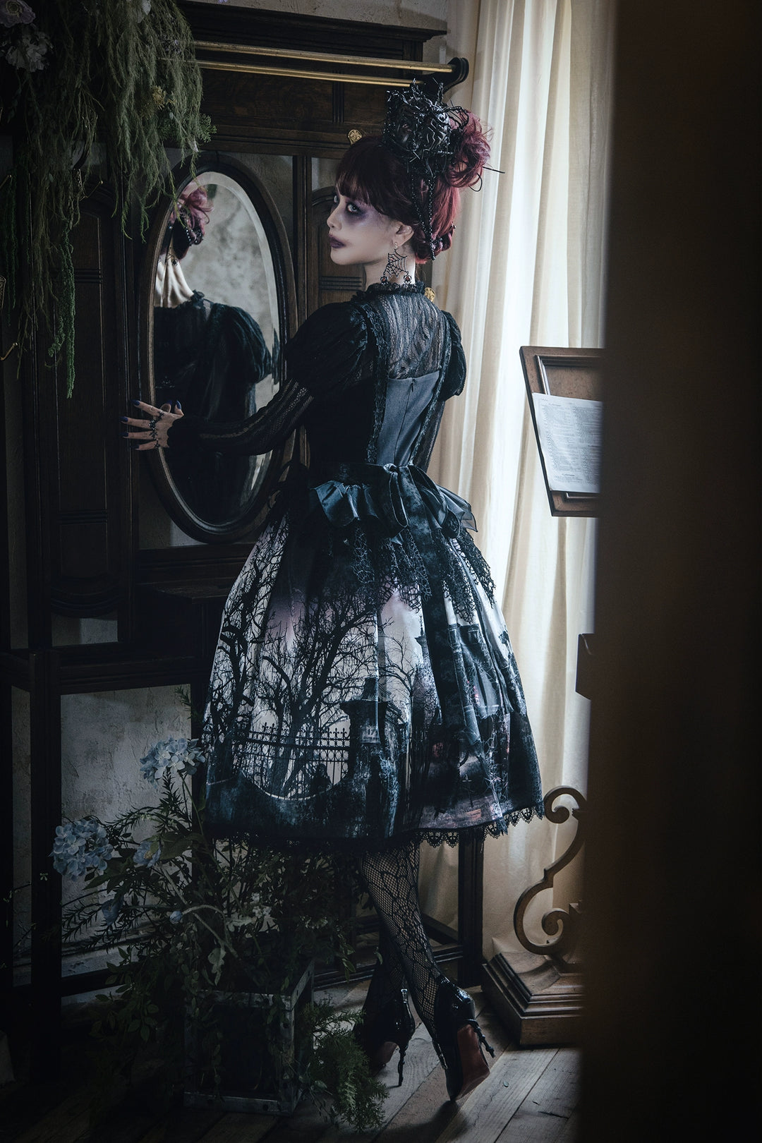 LilithHouse~Horror House~Gothic Lolita JSK with Spooky Castle Print