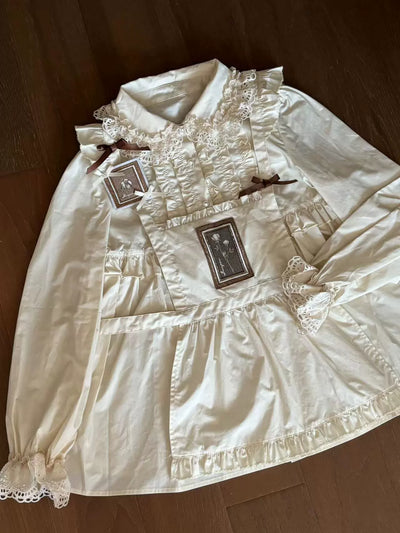 Babyblue~Gretel Bear~Vintage Lolita Dress Teddy Bear Prints Dress S Green apron only 