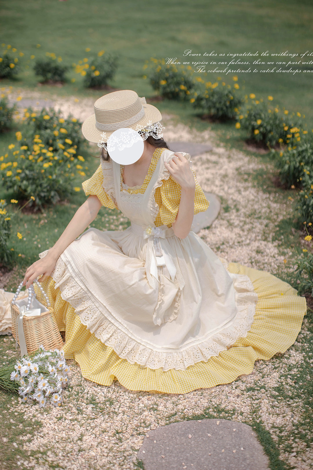 Yellow Lolita OP Dress Set Apron Dress Plaid Print – 42Lolita Yellow Lolita OP Dress Set Apron Dress Plaid Print – 42Lolita