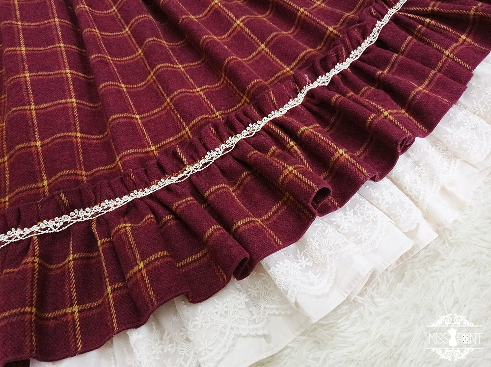 (BFM)Miss Point~Rose~Elegant Lolita Fishbone Grid Skirt Customized 32512:385064