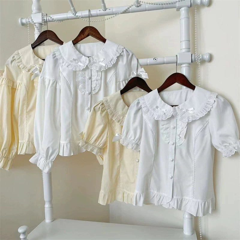 Sugar Girl - Kawaii Lolita Shirt, Peter Pan Collar White (short sleeve) M