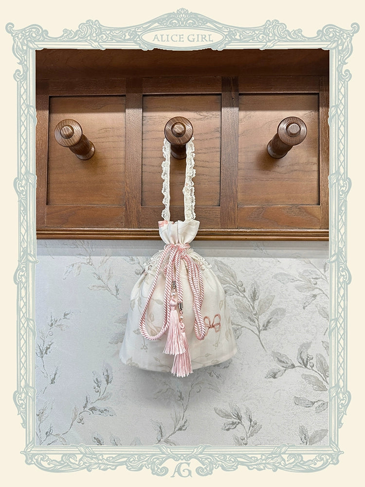 Alice girl~Night Rose~Retro Lolita Bag Embroidered Handbag Multicolors white pink  