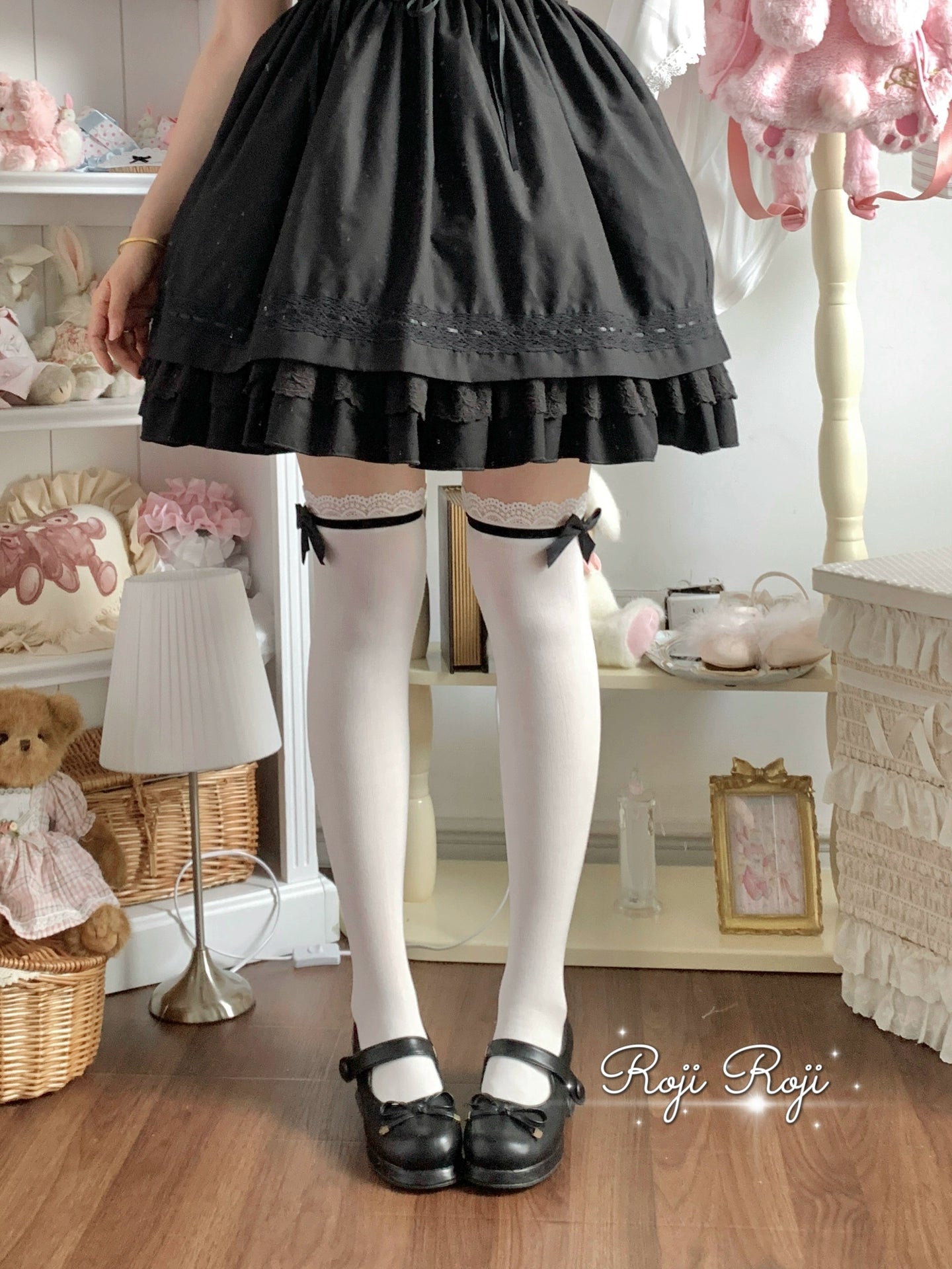 Roji Roji - Sweet Lolita Socks With Lace & Bow Details 43796:785438