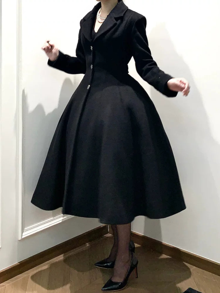 Black Mamba - Winter Elegant Lolita Coat, Detachable Fur Collar