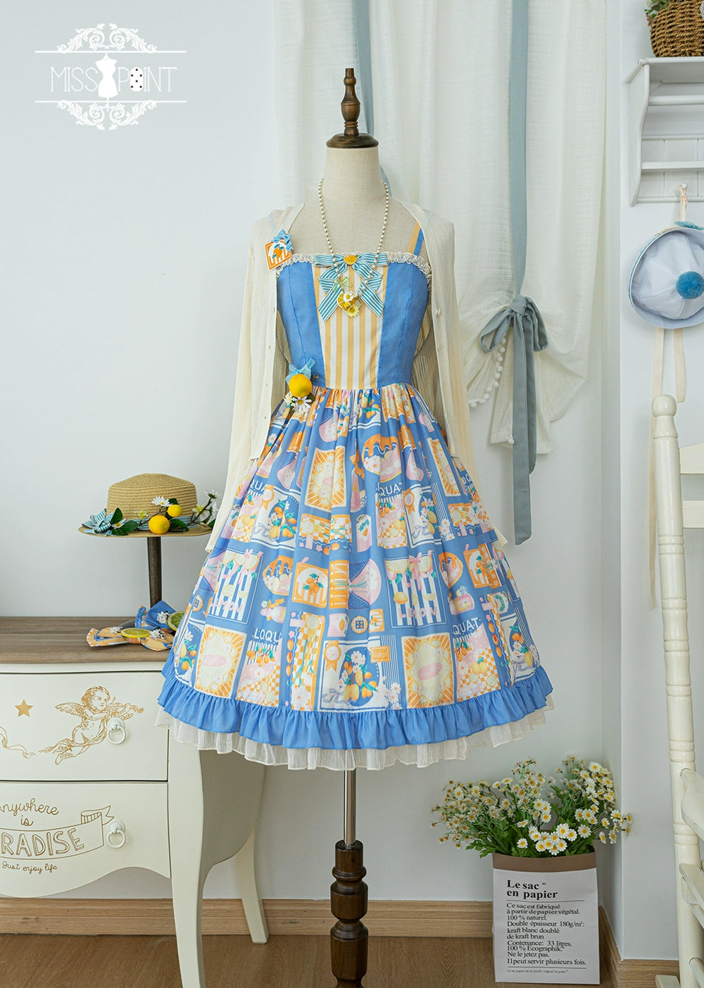 Miss Point~Daisy Lemon~Daily Lolita Lemon Print JSK Customized   