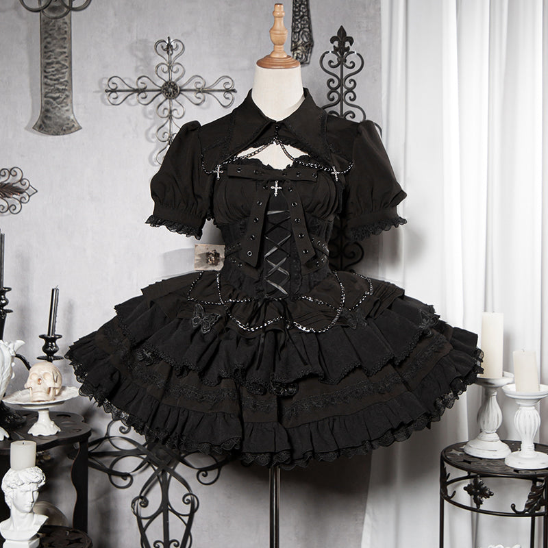 OCELOT - Contract Cross - Gothic Sweet Lolita Short Dress S black dress
