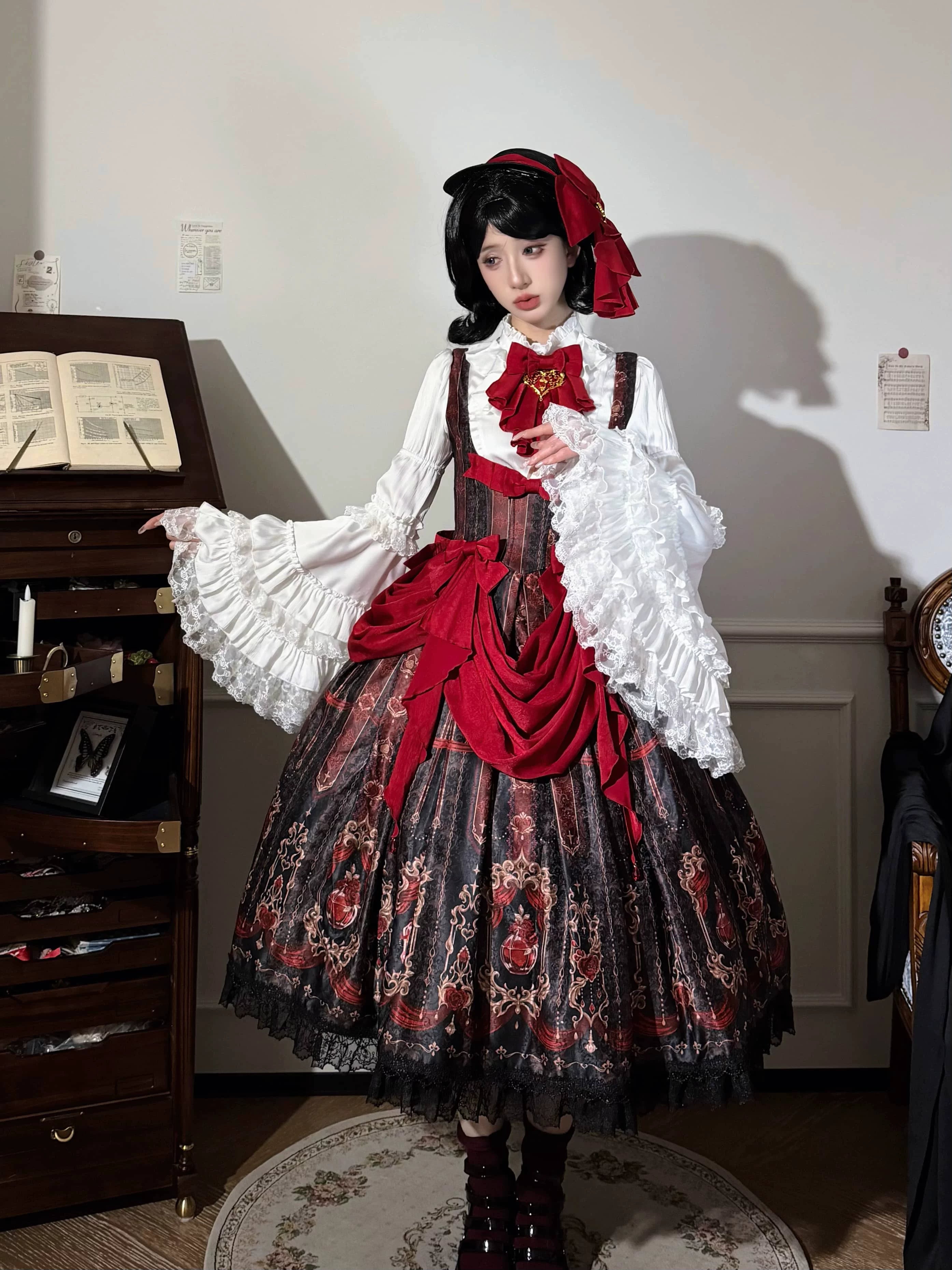 Perfume Bottle - Gothic Lolita Bust-support Printed JSK Dress Set 45738:860398