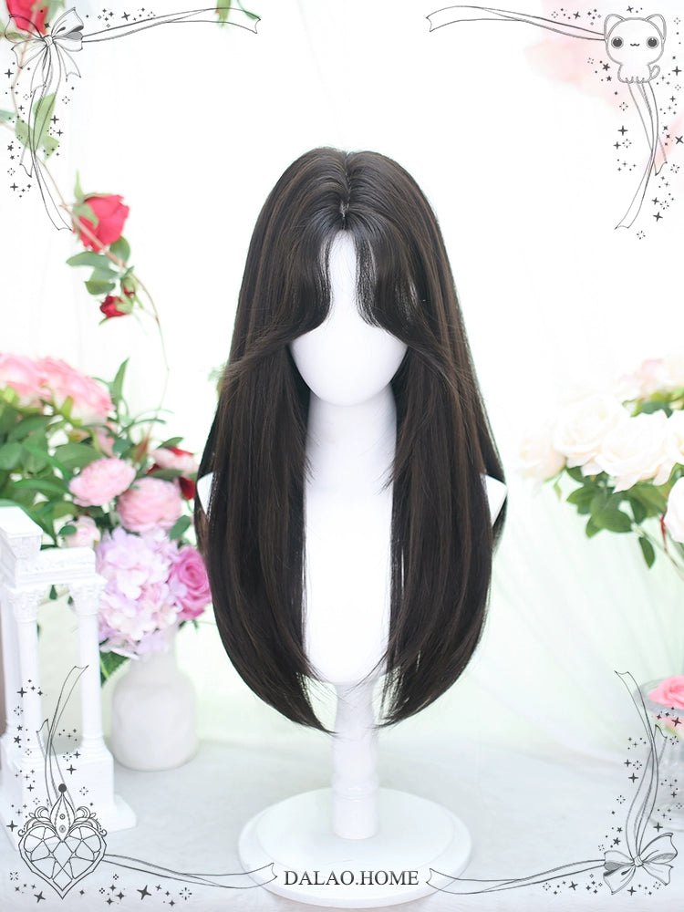 Dalao Home~2624X~Balck Lolita Wigs Long Straight Hair Black Tea  