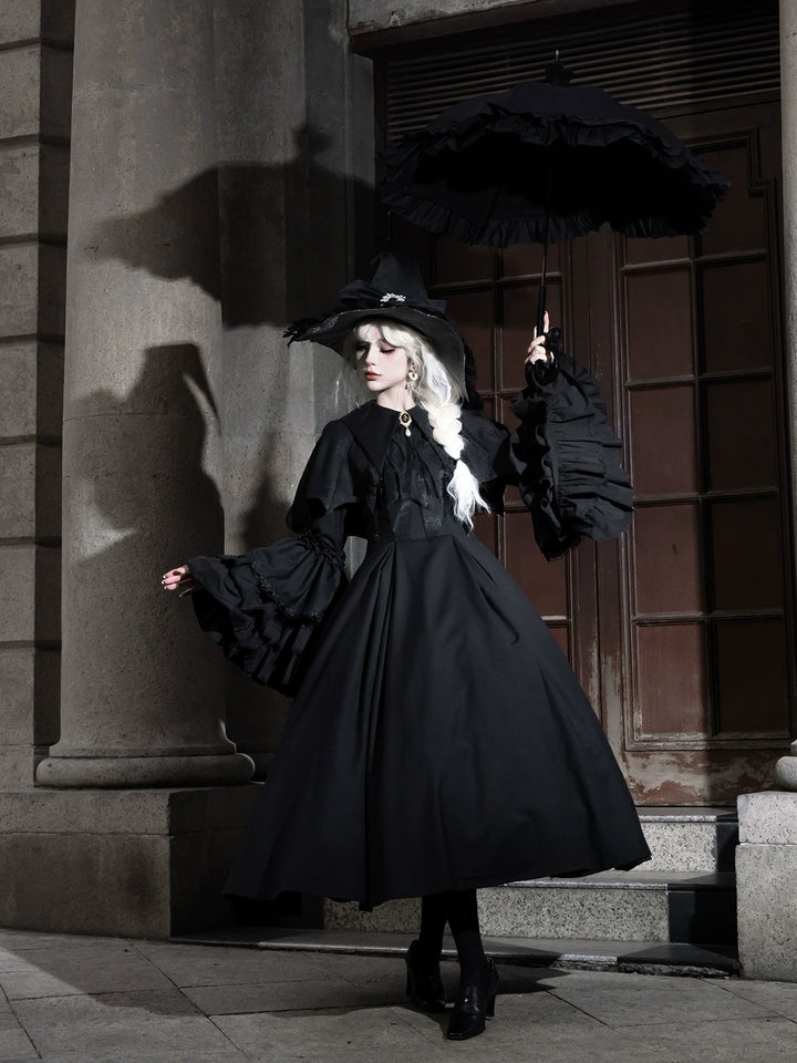 Muppet Mind Ben~Garden Witch~Gothic Lolita Dress Outfit Pointed Collar OP Batwing Cape 41414:772167