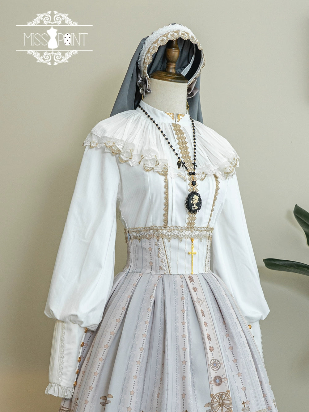 (BFM)Miss Point~Demon Hunting Notes~Elegant Lolita Blouse Ruffled Collar 33612:433906