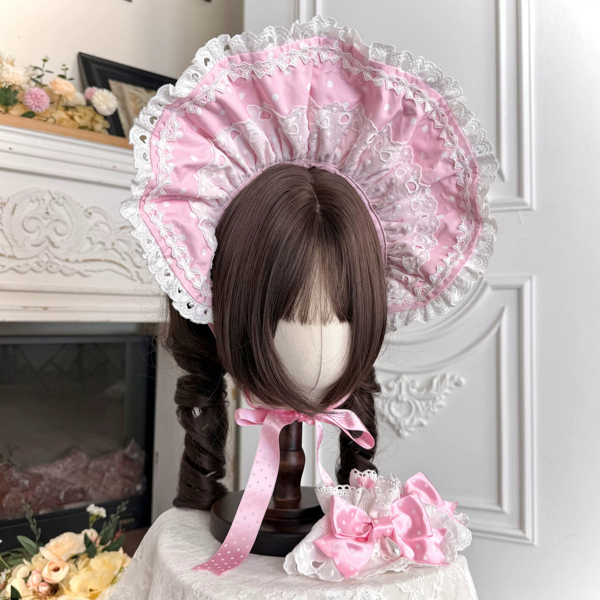 Perfume Kitty - Cotton Old School Lolita OP Dress, Perfume Print & Cat Patch 46037:873522