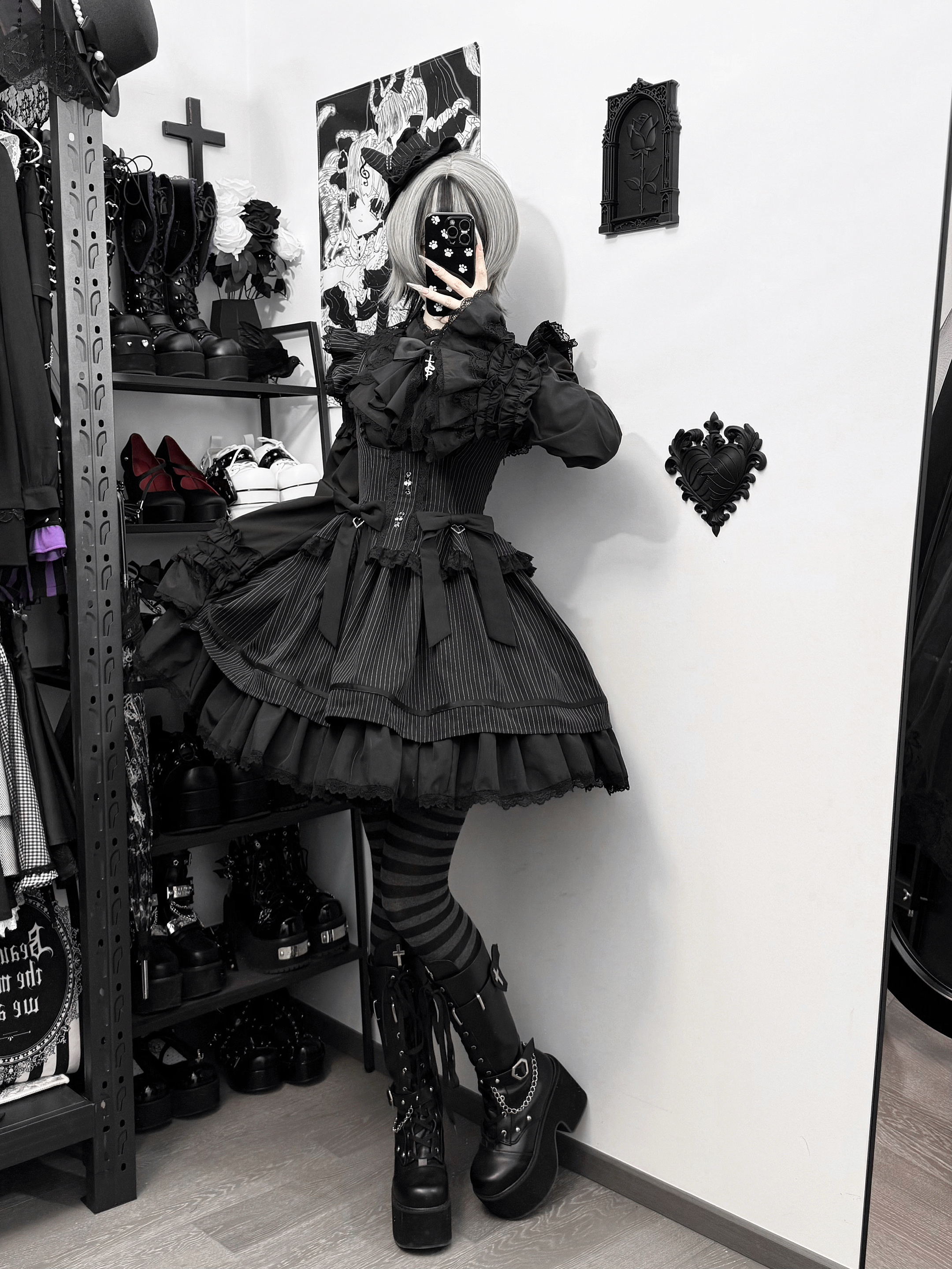 Moon Oath - Gothic Lolita Bust-supporting JSK Dress, Striped Style 44489:811261