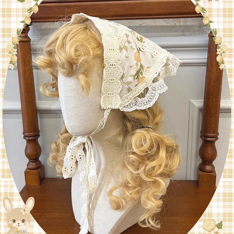 Alice Girl~Lemon Rabbit~Sweet Lolita Scarf Embroidered Triangle Scarf Headband 37150:566852
