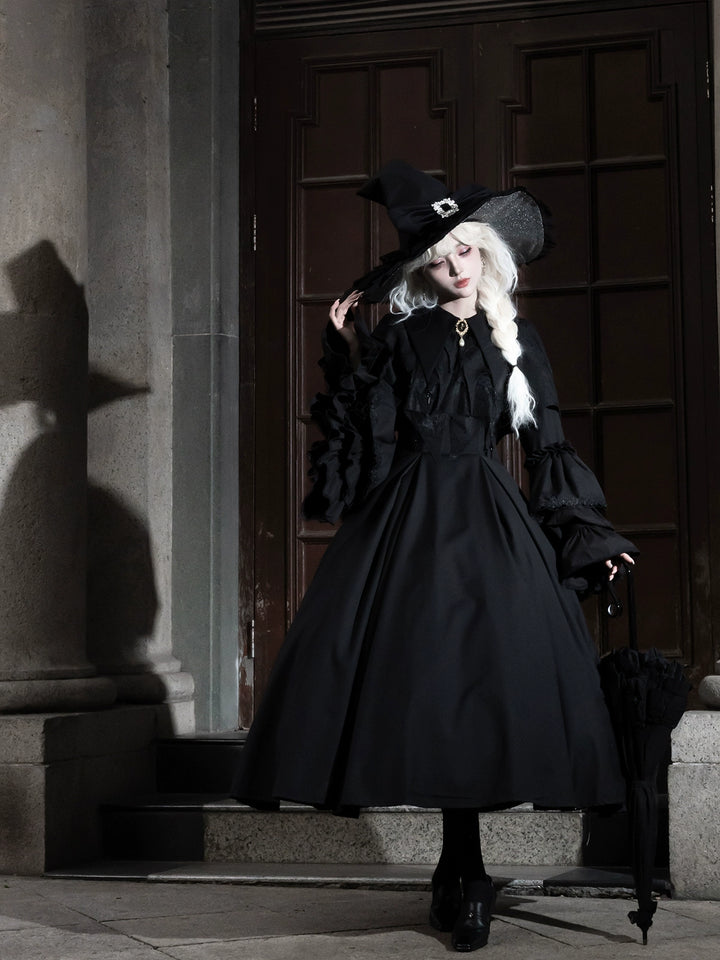 Muppet Mind Ben~Garden Witch~Gothic Lolita Dress Outfit Pointed Collar OP Batwing Cape 41414:772166