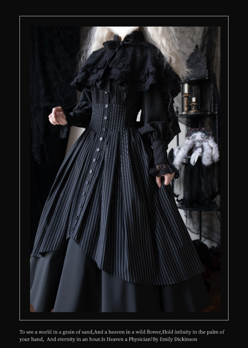 Alice in Wonderland - Love Moon Serenade - Striped Classic Lolita Skirt Preppy Style Commuting Dress 41240:688700