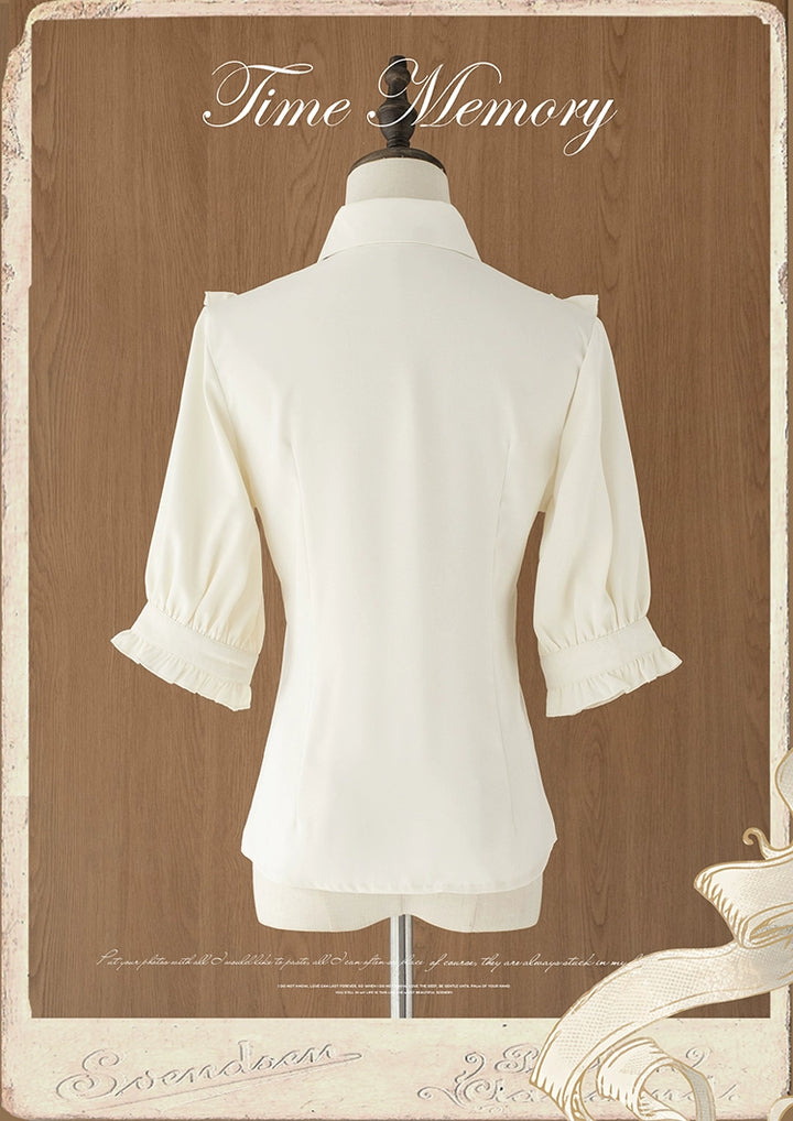 Time Memory~Earl Girl~Chiffon Classic Lolita Shirt with Mid-Length Mutton Sleeves 42822:754491