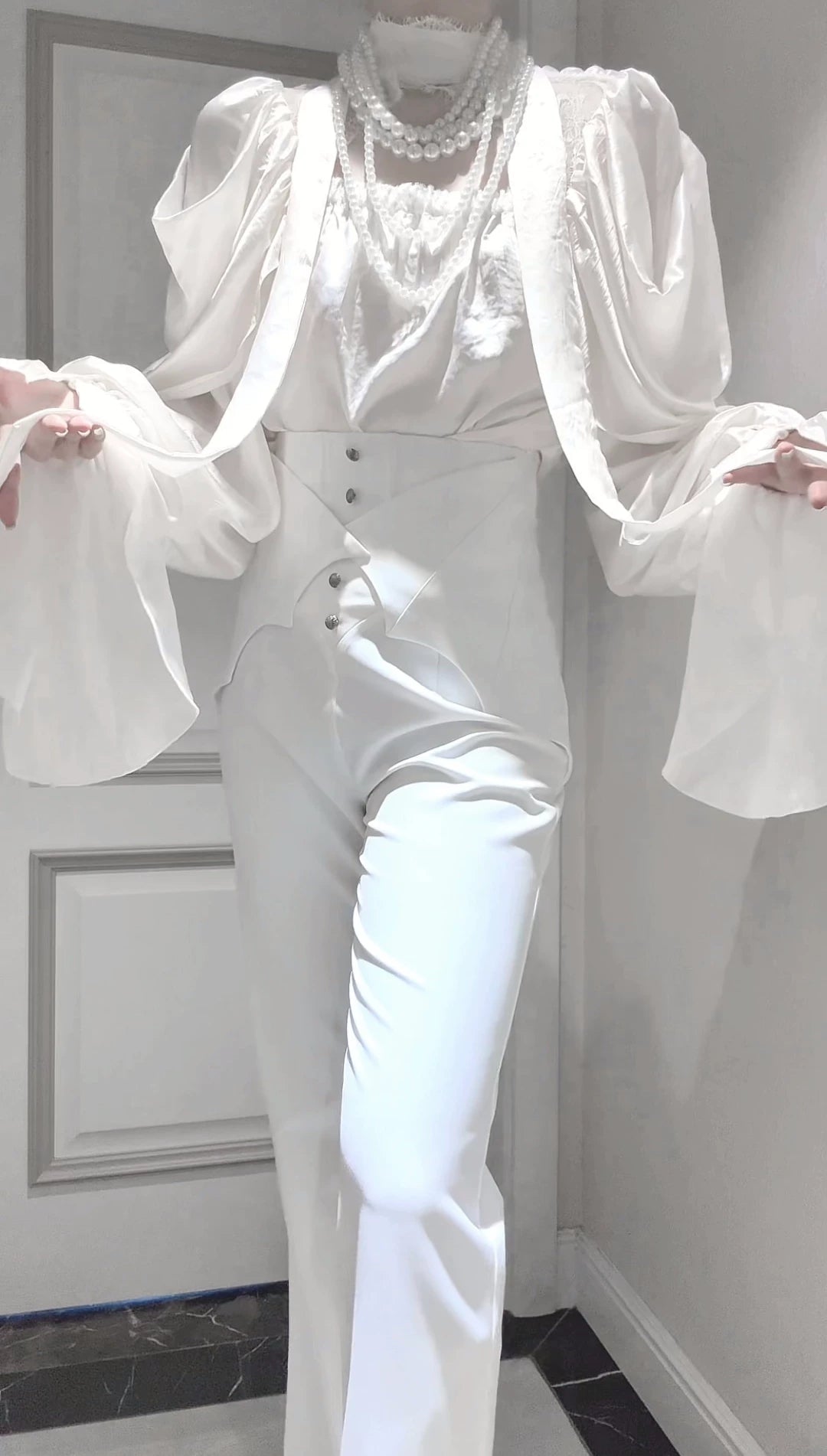 Earl of Drooping Wings - Ouji Lolita Flared Pants, Batwing Decoration 44550:812605