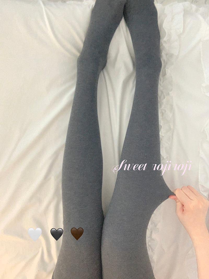 Roji roji - Cotton Lolita Pantyhose Thickened Winter Pantyhose Leggings Fleece (recommended to wear above 10 degrees) Dark Gray