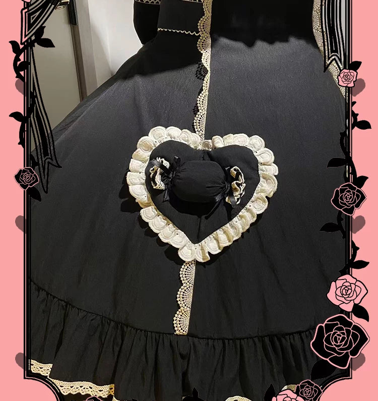 Muse Fufu - Plus Size Sweet Lolita OP Dress, Heart Appliques 45977:870192