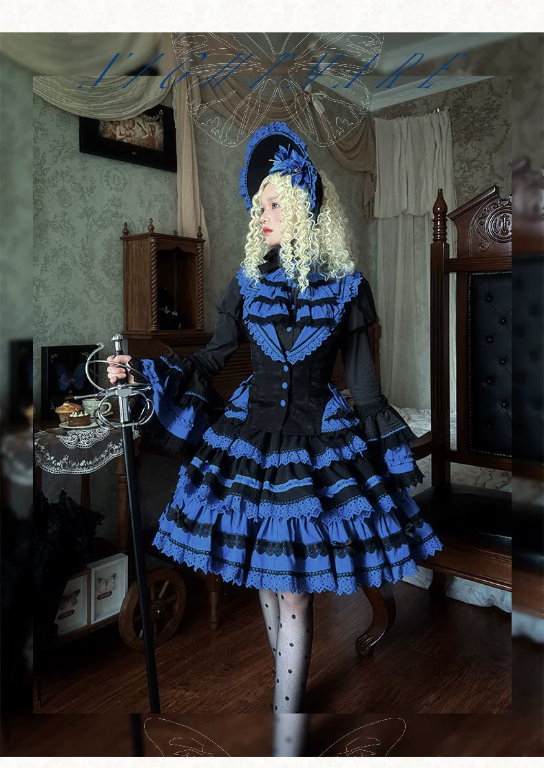 Nightmare - Gothic Lolita Ruffled Blouse and Tiered Skirt Set 45439:852768