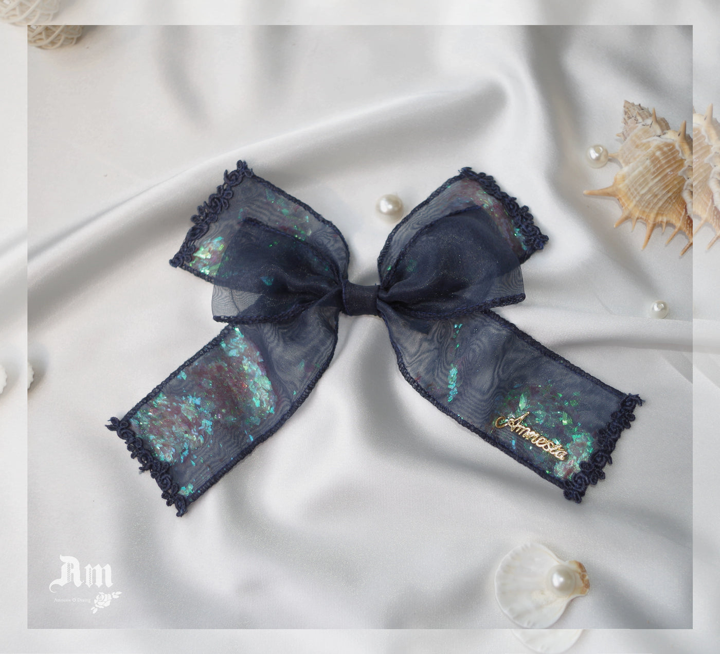 Amnesia~Dream Whale Island~Elegant Lolita Headdress Accessories a star side clip dark navy blue 