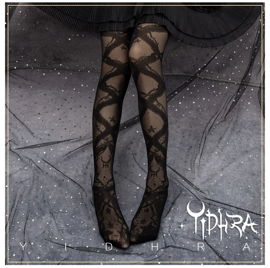 Stretchy Lolita Summer Lace Ribbon Printed Pantyhose 45660:857344