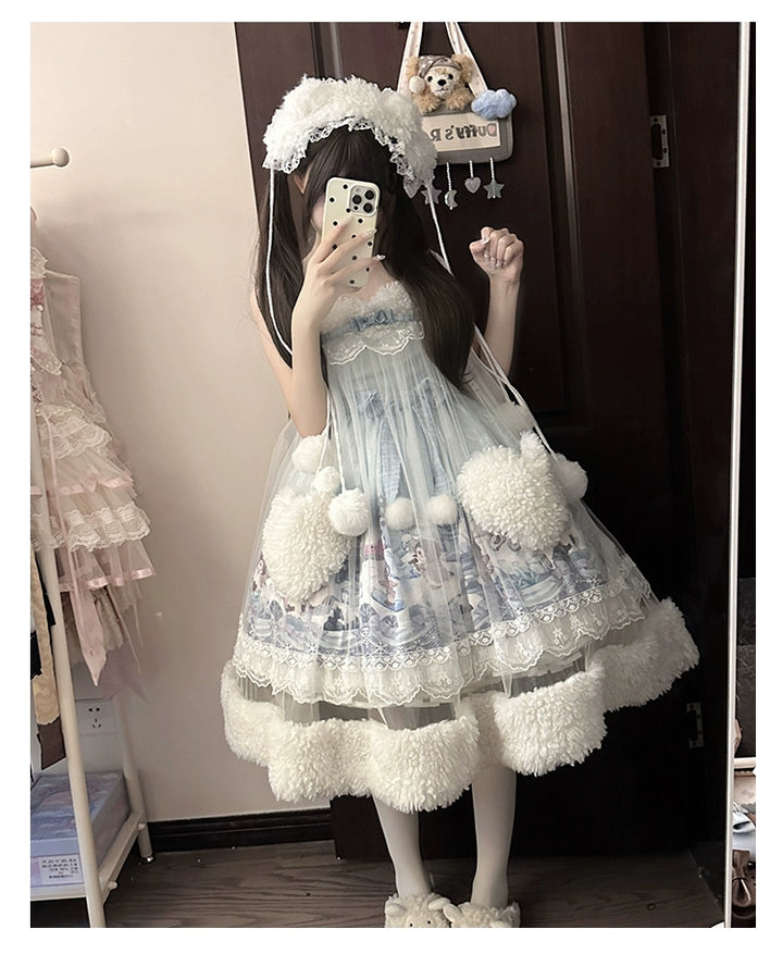 Spireme Cat~Penguin Snow Treasure~Kawaii Lolita JSK Penguin Printing Winter Dress   