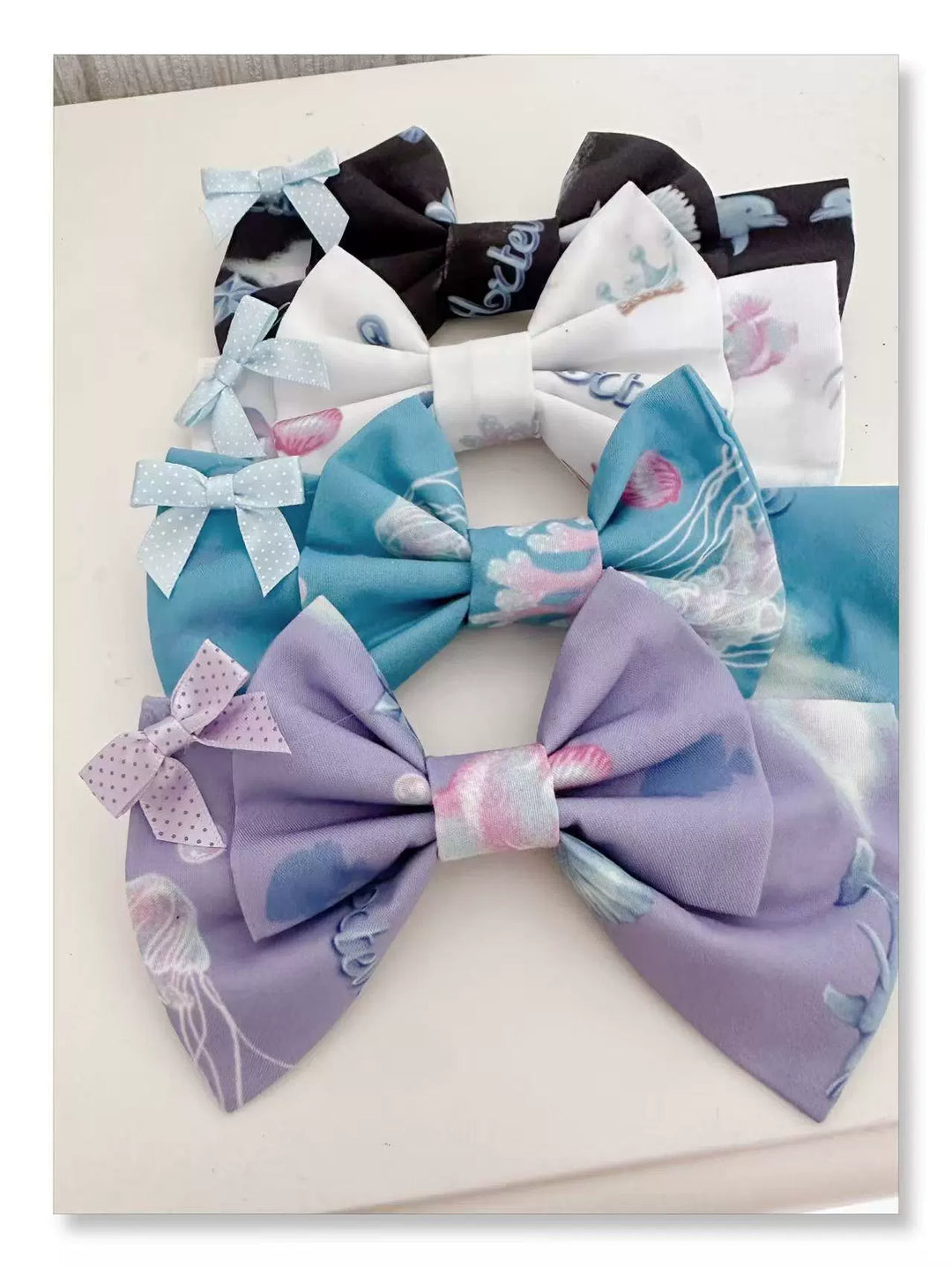 Artemida Tale - Daughter of the Sea - Sweet Lolita Undersea World Print Headdress Set A blue small side clip only One Size