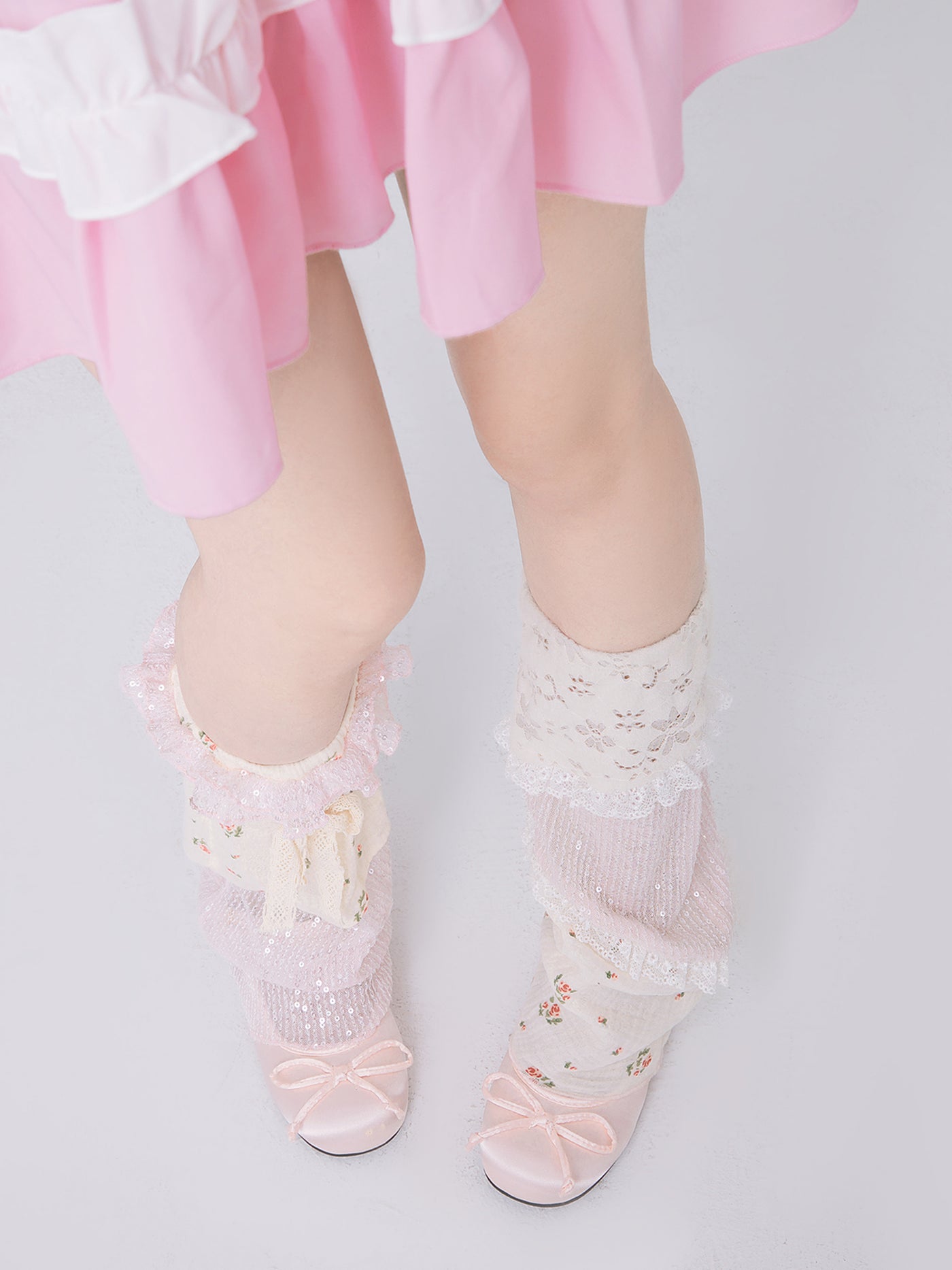 Arrive on the first floor~Sweet Lolita Splicing Lace Leg Warmers   