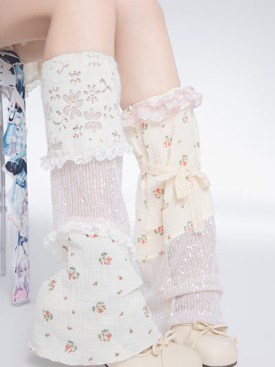 Arrive on the first floor~Sweet Lolita Splicing Lace Leg Warmers   