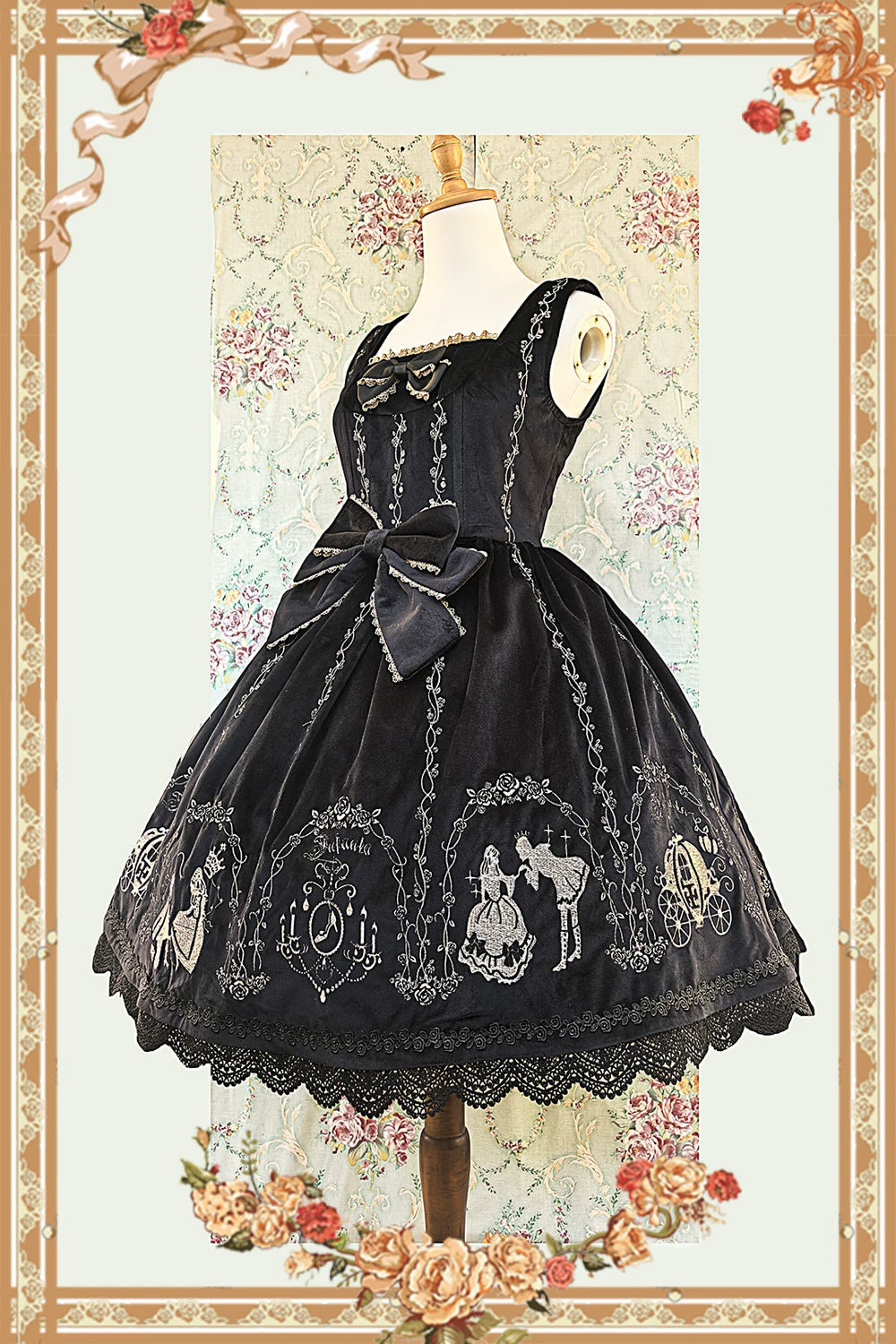 Cinderella - Velvet Classic Lolita JSK Dress, Princess Embroidery 44649:817451