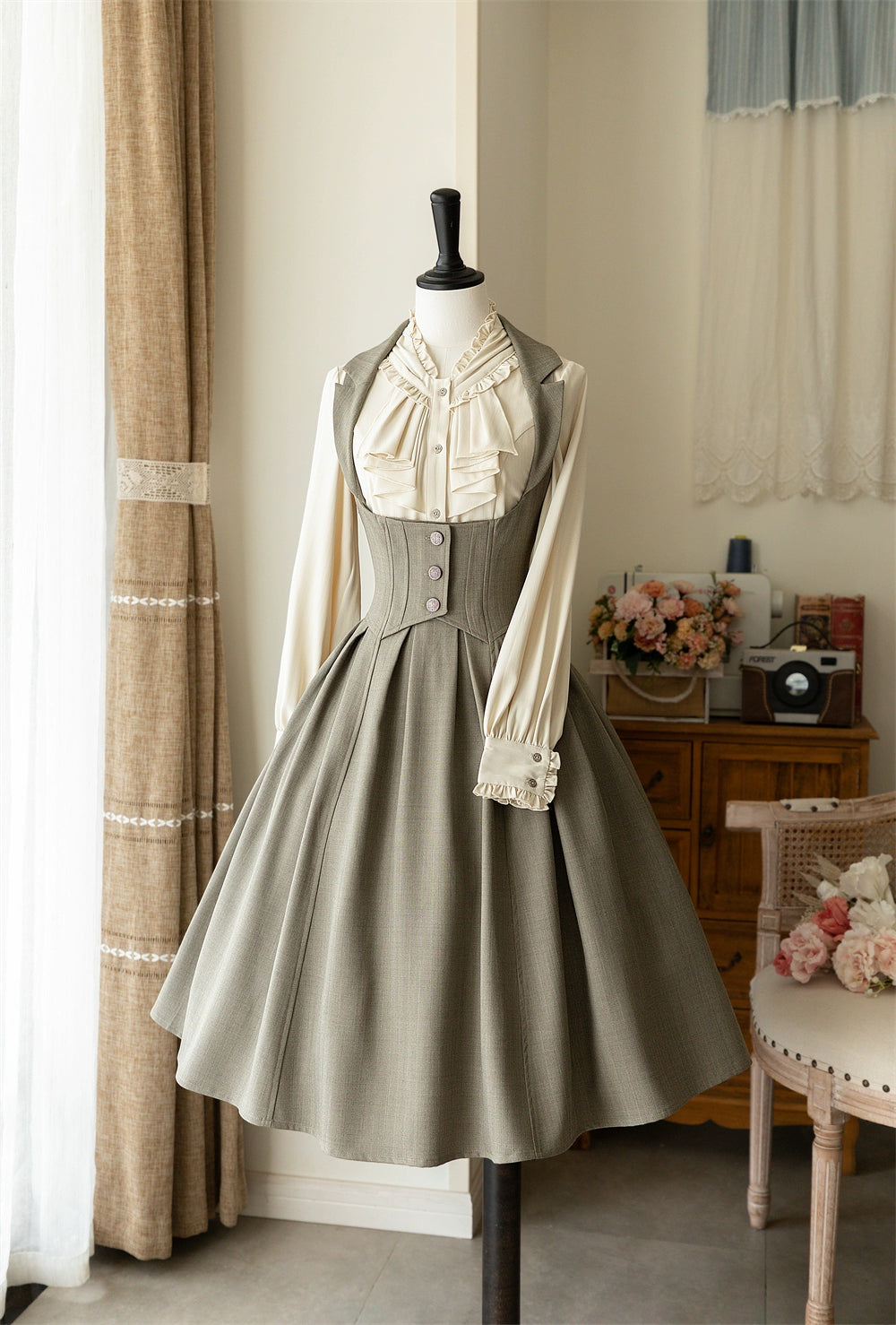 Forest Wardrobe~Retro Elegant Lolita Jumper Dress Bustier Multicolor S light cyan 