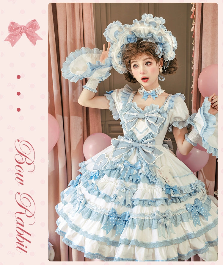 Mademoiselle Pearl~Bow Rabbit~IP Collab Sweet Lolita OP in Multiple Styles 43054:763641