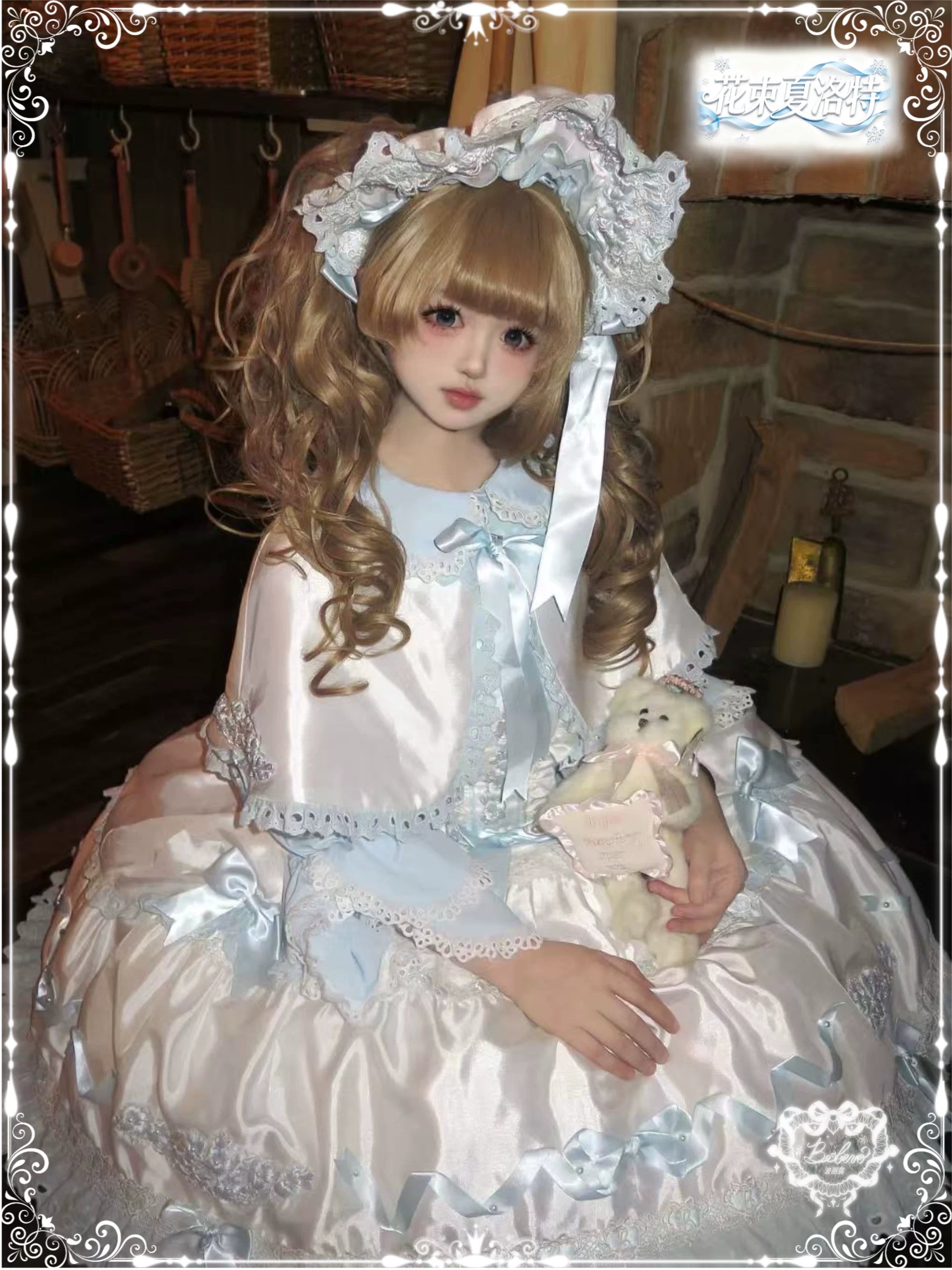Charlotte Bouquet - Old School Lolita JSK Set, Embroidery & Bows 45093:835363