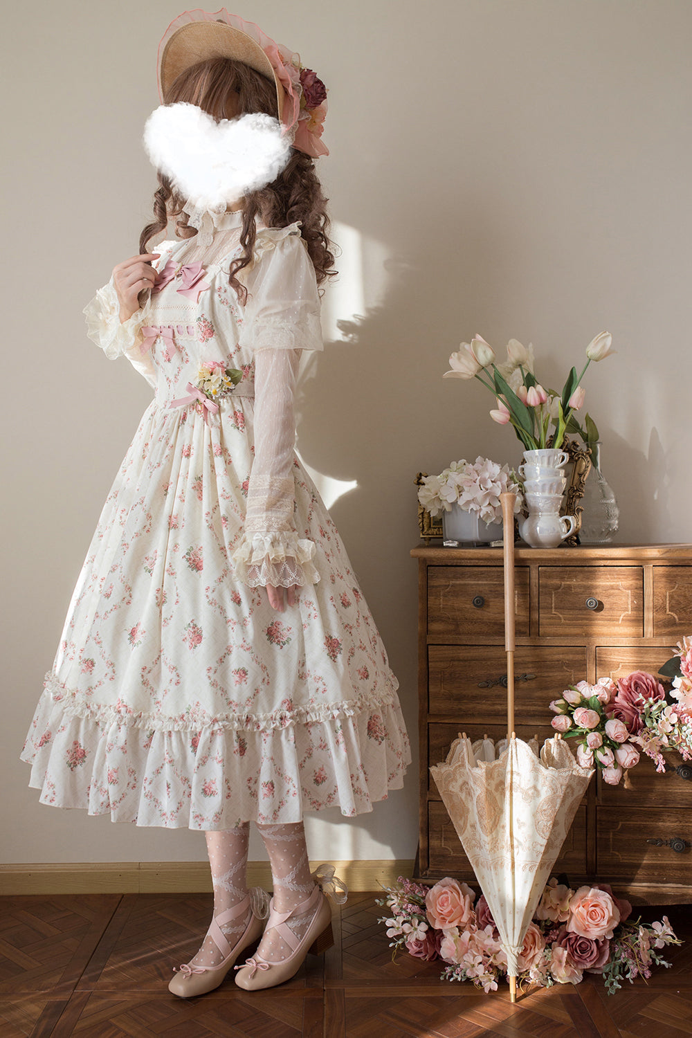 Miss Point~Customized Wood Rose 2.0 Elegant Vintage Jumper Dress 21392:302598