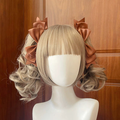 BeiBei Handmade~Kawaii Lolita Hair Clip Bow JK Side Clips Brown  